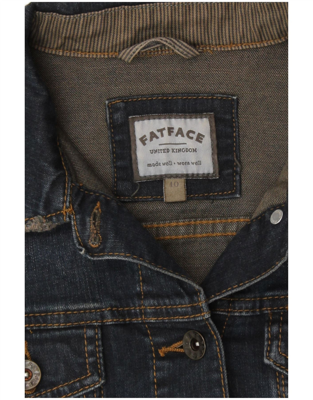 Jachetă de blugi pentru femei Fat Face UK 10 mic Bumbac bleumarin