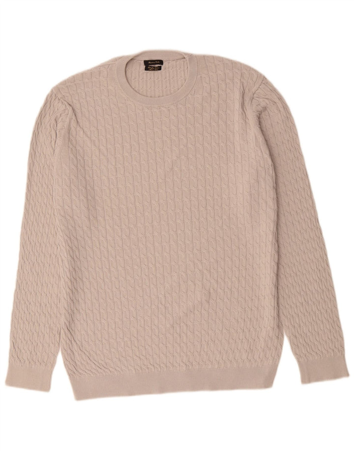 Pulover Massimo Dutti pentru bărbați, cu gât crew, XL, bumbac gri