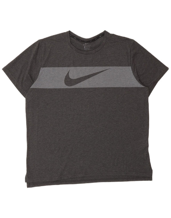 Tricou grafic pentru bărbați NIKE Dri Fit Top 2XL bumbac cu dungi gri
