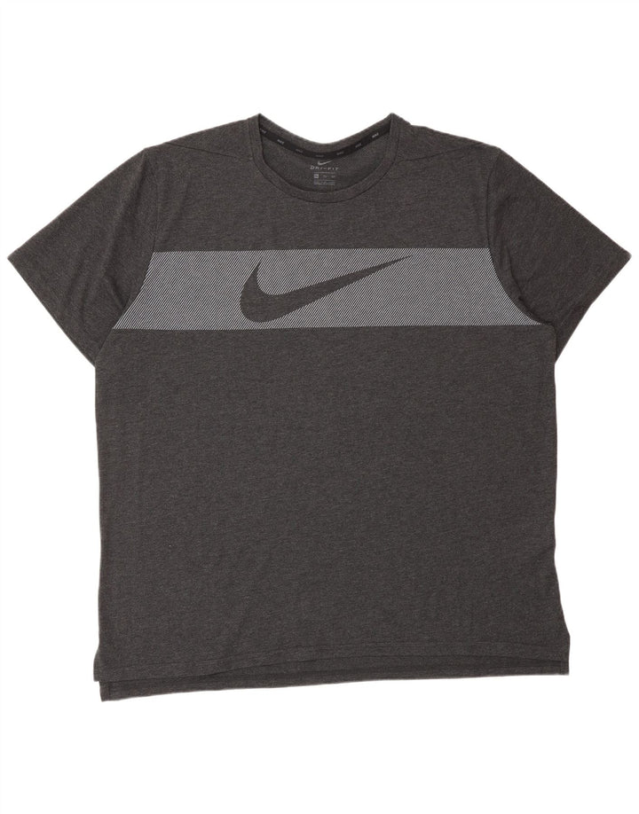 Tricou grafic pentru bărbați NIKE Dri Fit Top 2XL bumbac cu dungi gri