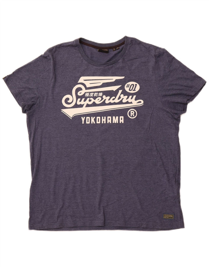 Tricou grafic pentru bărbați Superdry Top 3XL, bleumarin, bumbac cu dungi