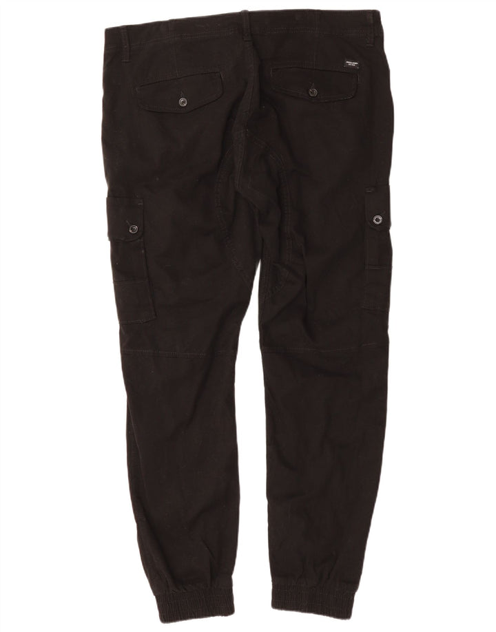JACK & JONES Pantaloni cargo conici pentru bărbați, W36 L29, bumbac negru