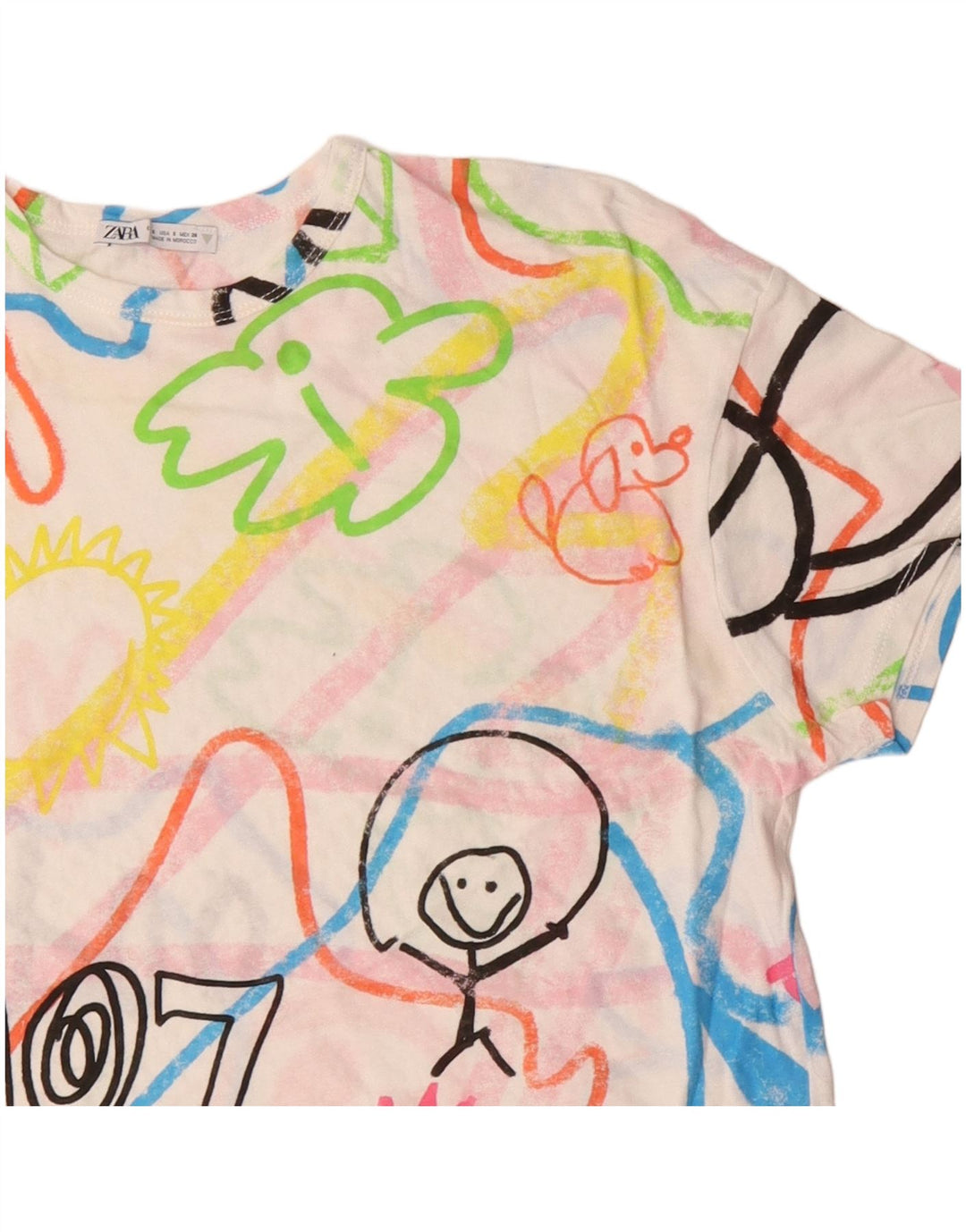 Tricou grafic supradimensionat pentru femei ZARA UK 10 Mic Multicolor