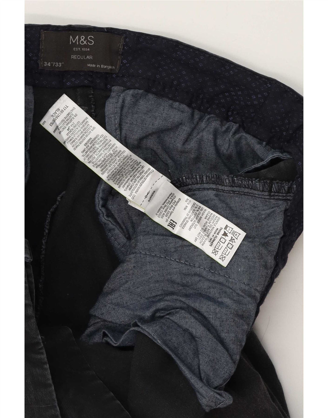 Pantaloni chino obișnuiți pentru bărbați Marks & Spencer L34 L33 bumbac negru
