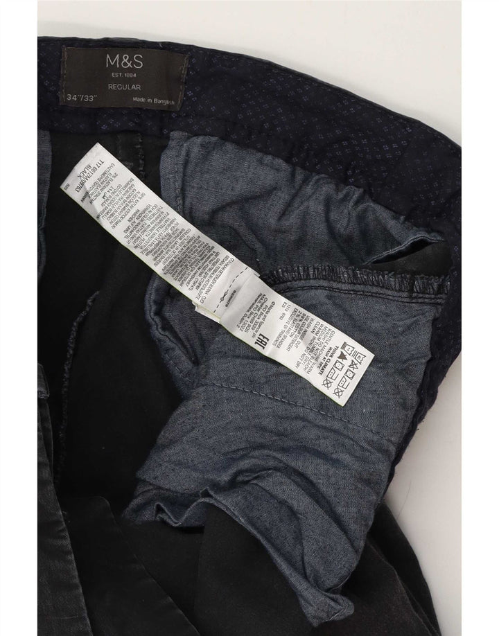 Pantaloni chino obișnuiți pentru bărbați Marks & Spencer L34 L33 bumbac negru
