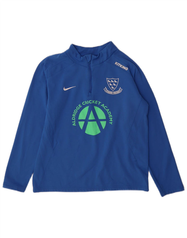 Top de trening Nike pentru băieți, cu grafic, cu fermoar, cu gât, 13-14 ani, XL, albastru