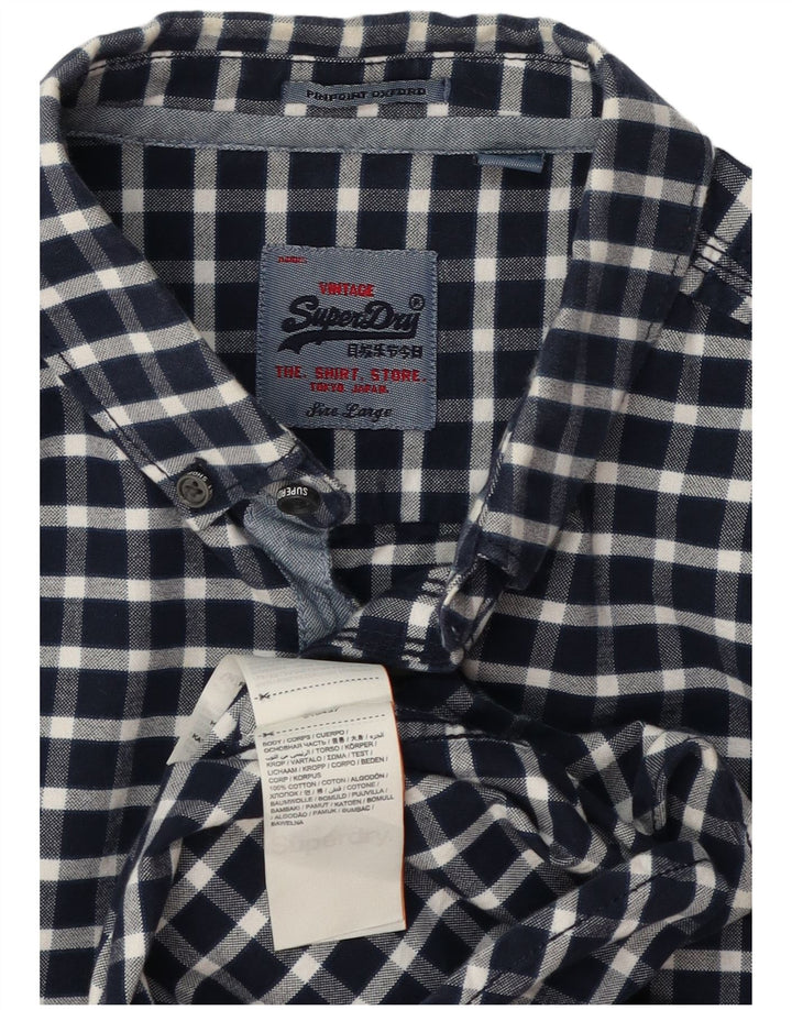 Cămașă pentru bărbați Superdry, mare, albastru, bumbac cu carouri