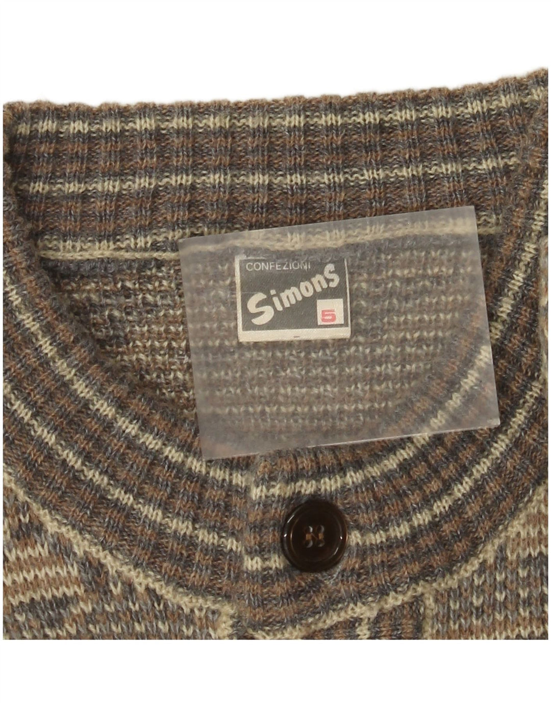 Pulover Cardigan Vintage pentru bărbați Gri mediu Lână Fair Isle