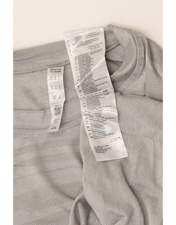 Tricou Adidas Climalite pentru bărbați Top mic, gri, poliester cu dungi