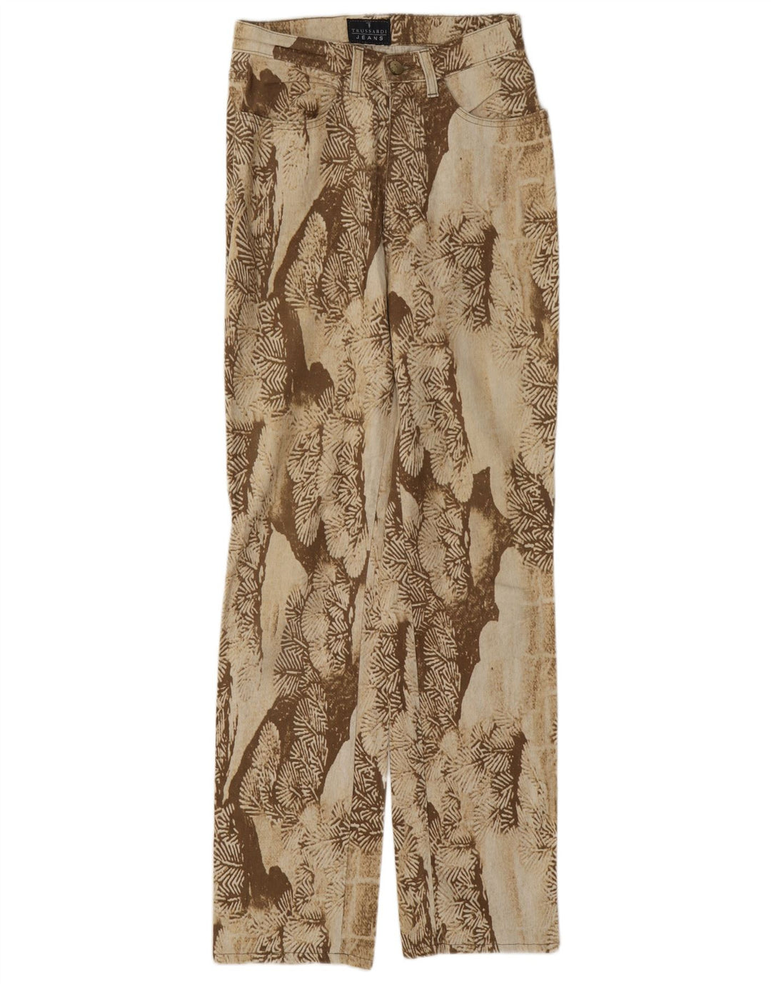 Trussardi Pantaloni casual drepti cu model abstract pentru femei W26 L31 bej