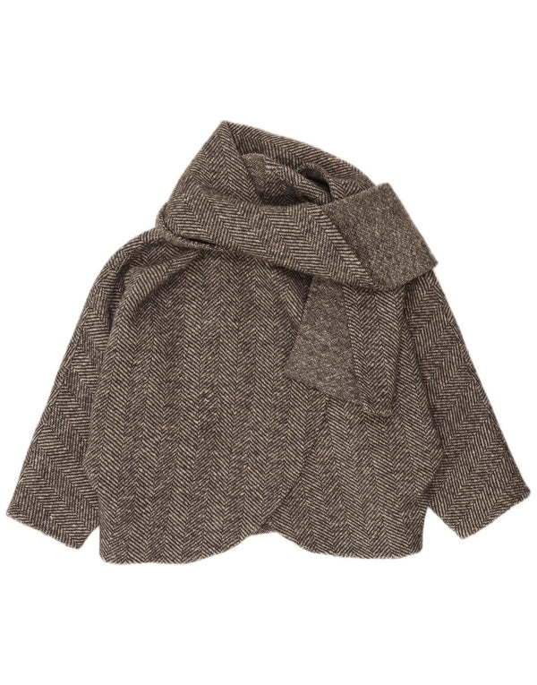 Jachetă Bolero Vintage pentru femei supradimensionată UK 16, mare, gri Herringbone
