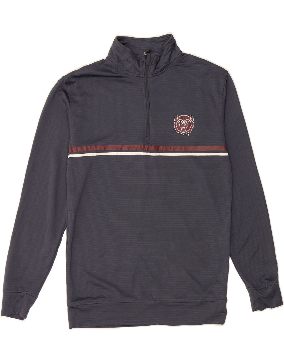CHAMPION Mens Zip Neck Sweatshirt Jumper Small Navy Blue Pinstripe Vintage Champion and Second-Hand Champion from Messina Hembry 
