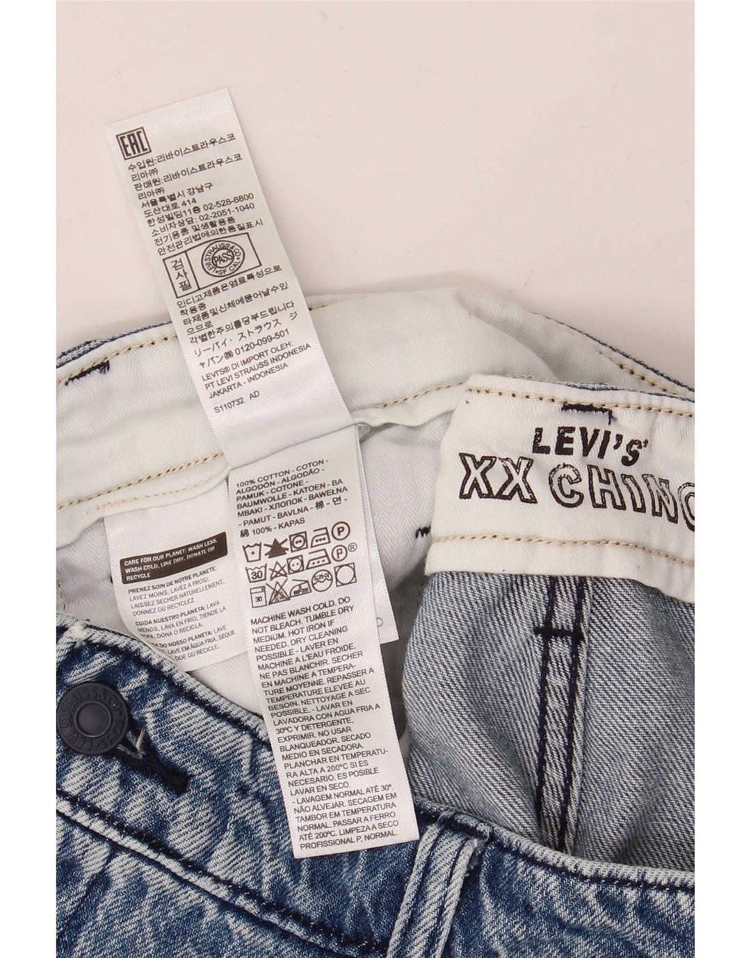 Pantaloni scurti chino din blugi Levi's W34 Large Blue Bumbac