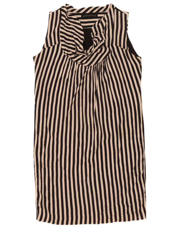 Rochie rotativă fără mâneci pentru femei Zara UK 14, viscoză cu dungi negre medii