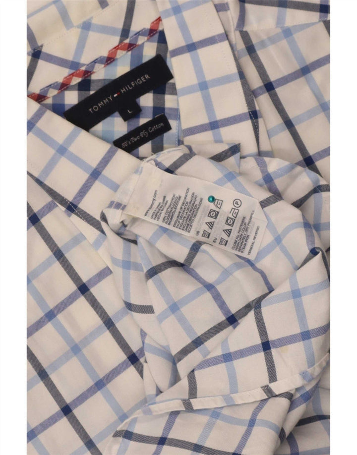 Cămașă cu mânecă scurtă Tommy Hilfiger pentru bărbați, bumbac cu carouri albe mari
