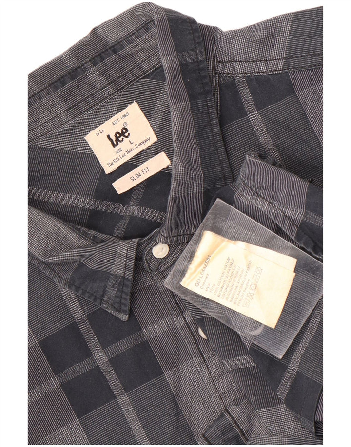 Cămașă Lee pentru bărbați, slim fit, mare, gri din bumbac