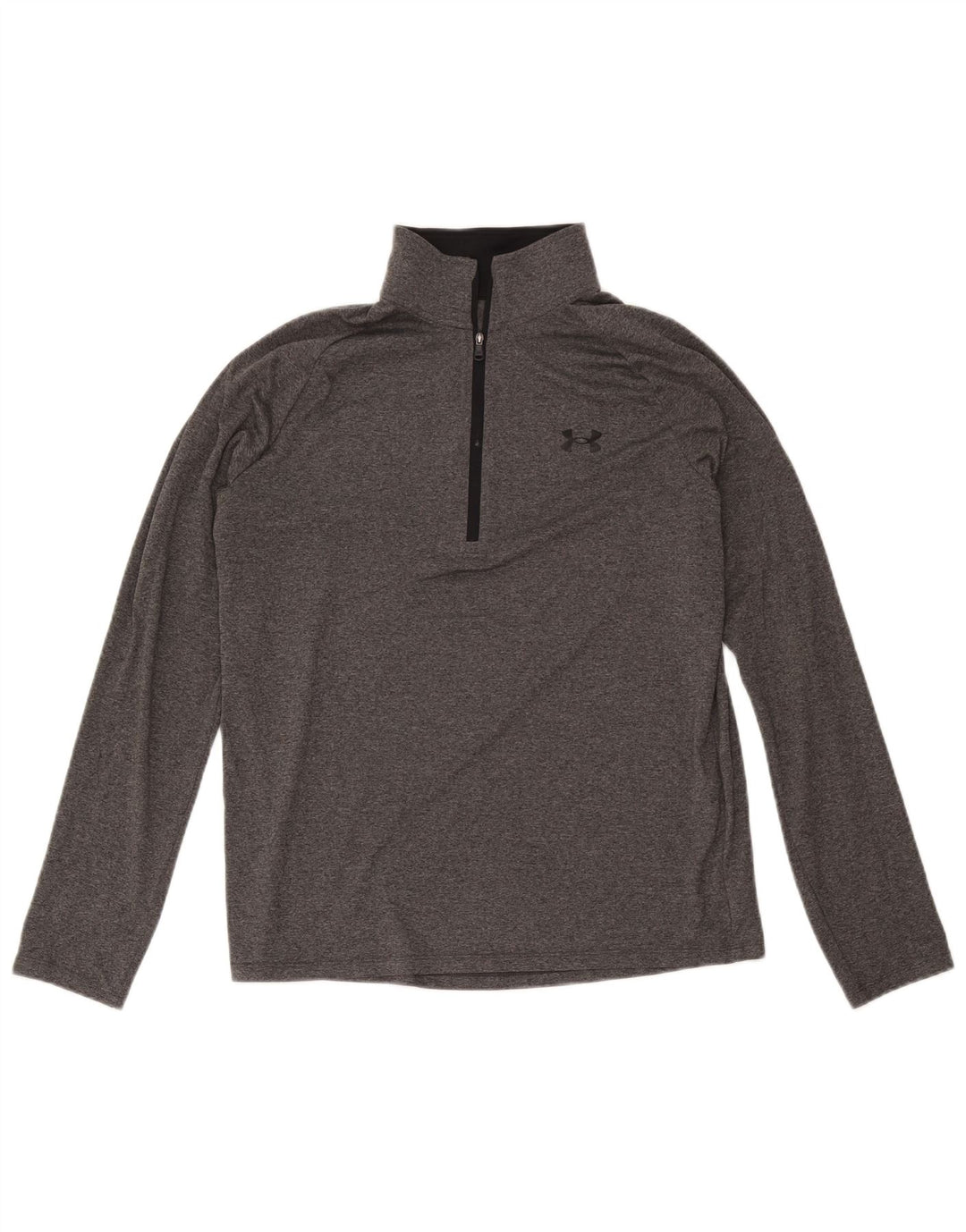Tricou Under Armour pentru bărbați, cu fermoar și gât, cu mânecă lungă, poliester, gri mediu