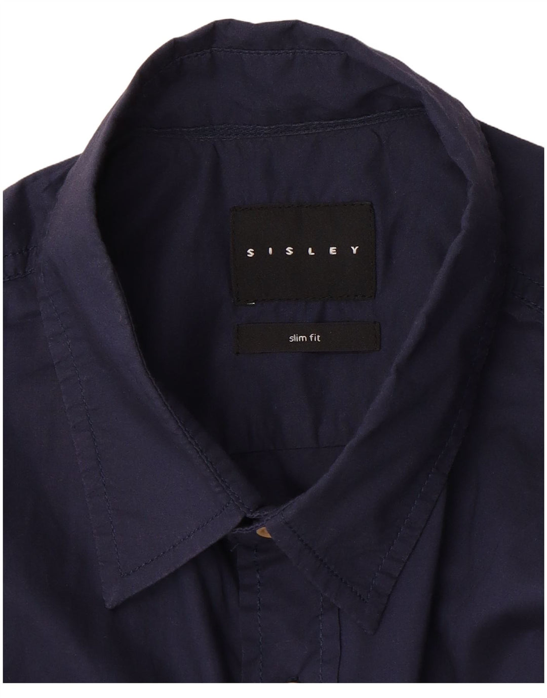 Cămașă Sisley pentru bărbați cu mânecă scurtă, slim fit, bleumarin mediu