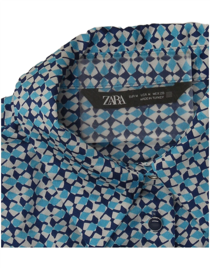 Cămașă pentru femei Zara UK 14 Medium Blue Geometric