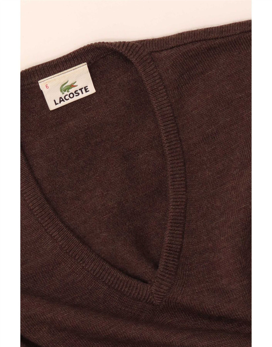 Pulover cu decolteu în V Lacoste pentru bărbați, mărimea 6 XL maro