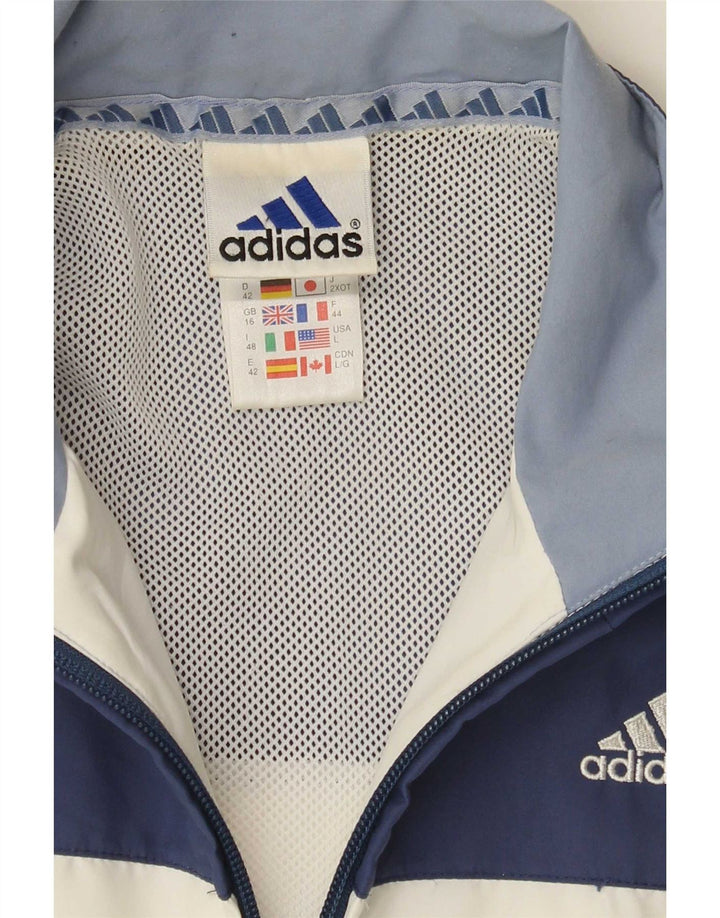 Jachetă de top pentru trening supradimensionată Adidas pentru femei UK 16, mare, alb, color block