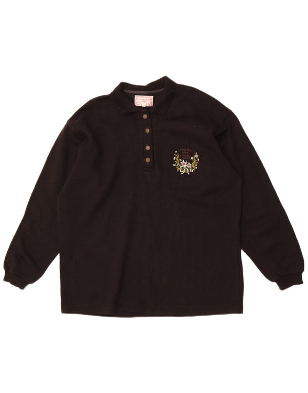 Great Bay Pulover cu gât polo pentru femei UK 16 Large Black Floral