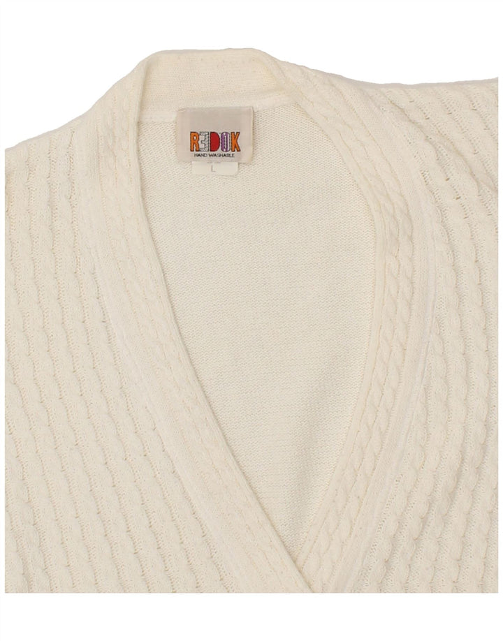 REDOK Womens Cardigan Sweater UK 16 Large White Cotton Vintage Redok and Second-Hand Redok from Messina Hembry 