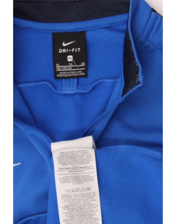 Top de trening Nike pentru băieți, cu fermoar și gât, 13-14 ani, XL, albastru, bloc de culoare