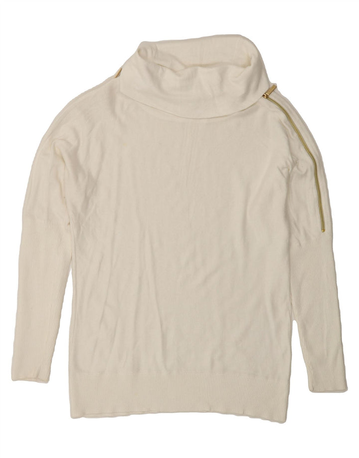 MICHAEL KORS Womens Roll Neck Jumper Sweater UK 14 Medium White Vintage Michael Kors and Second-Hand Michael Kors from Messina Hembry 
