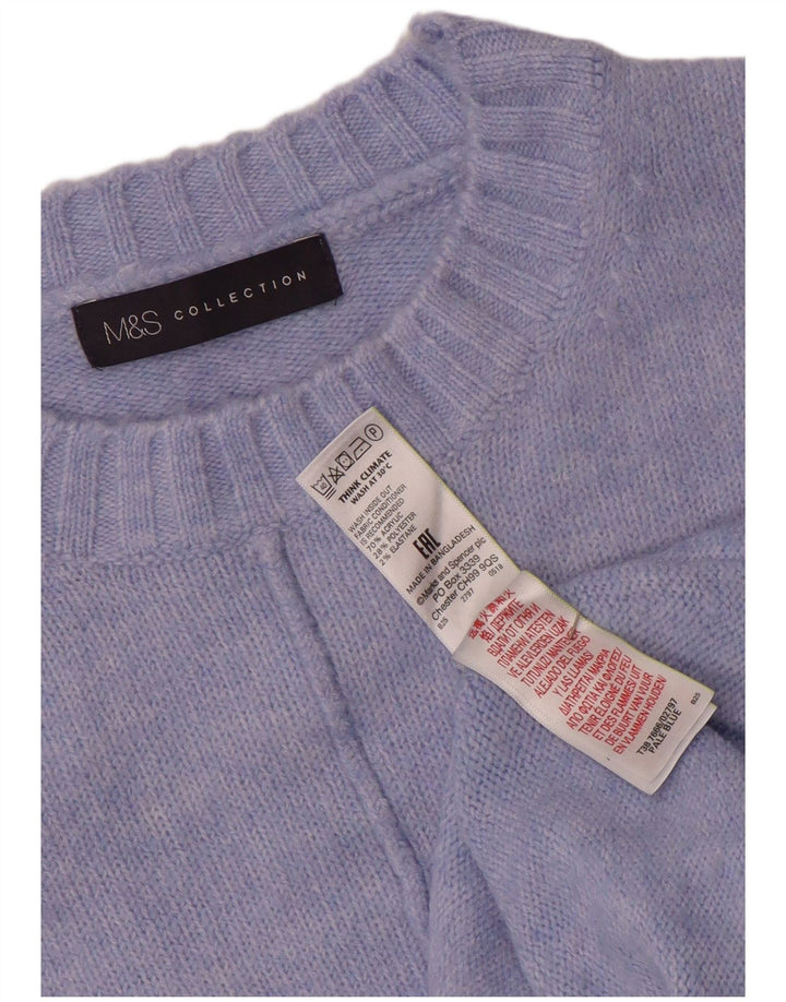Pulover pentru femei Marks & Spencer cu decolteu triplu UK 14 Medium Blue Acrylic