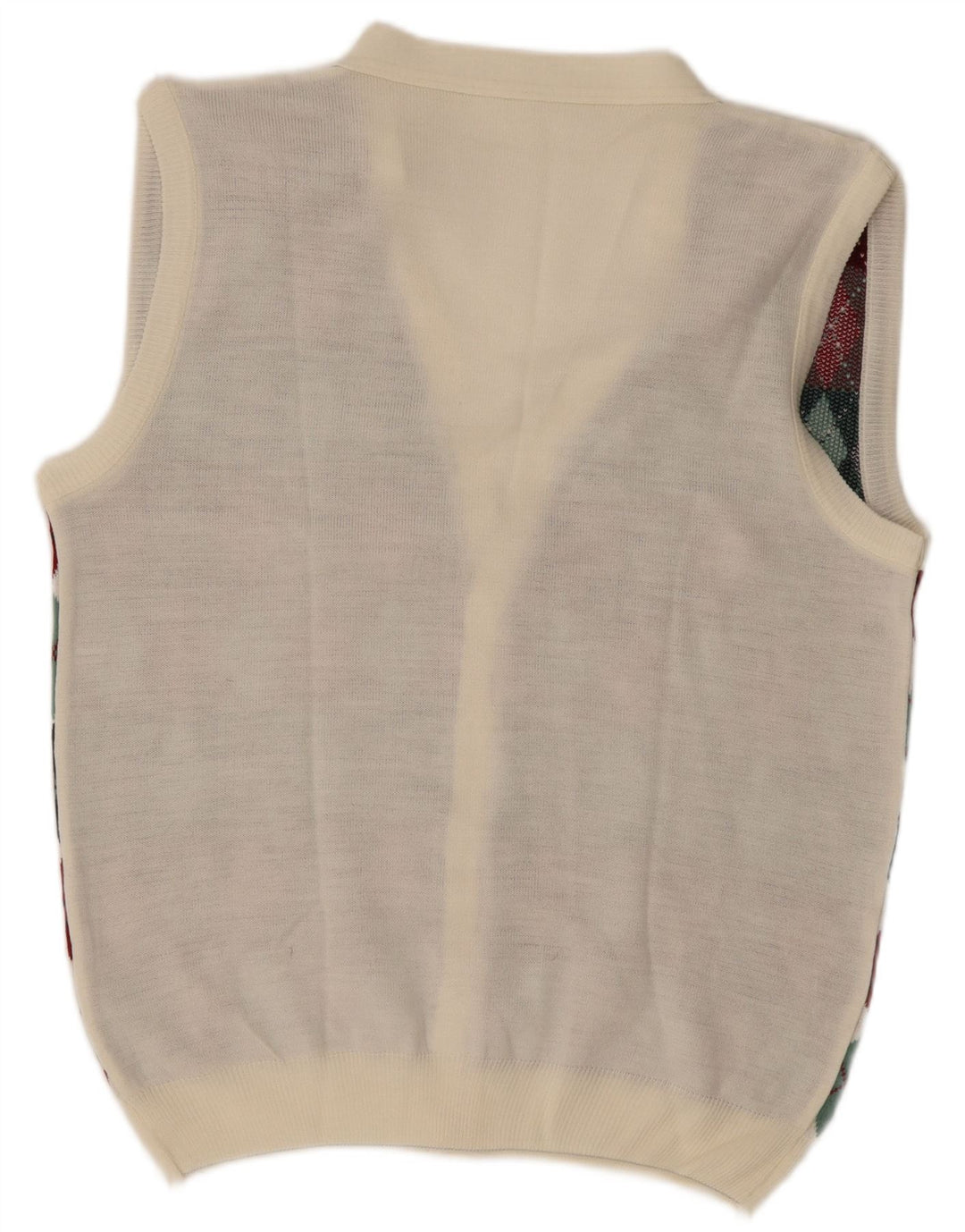 Cardigan vintage fără mâneci pentru bărbați, mare, alb Argyle/Diamond