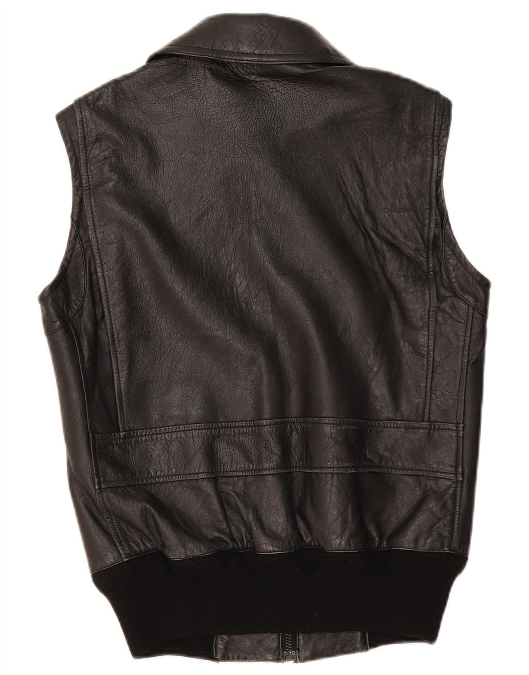 Gilet din piele vintage pentru bărbați UK 36 Small Black Leather