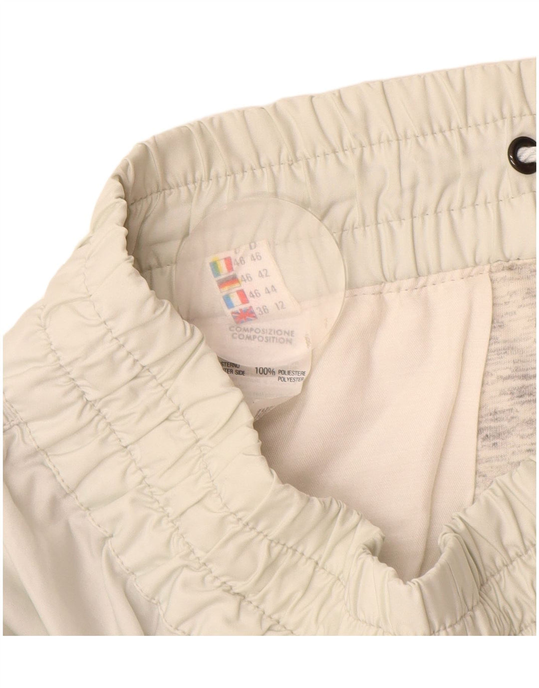 Pantaloni vintage pentru femei, UK 12, poliester alb mediu