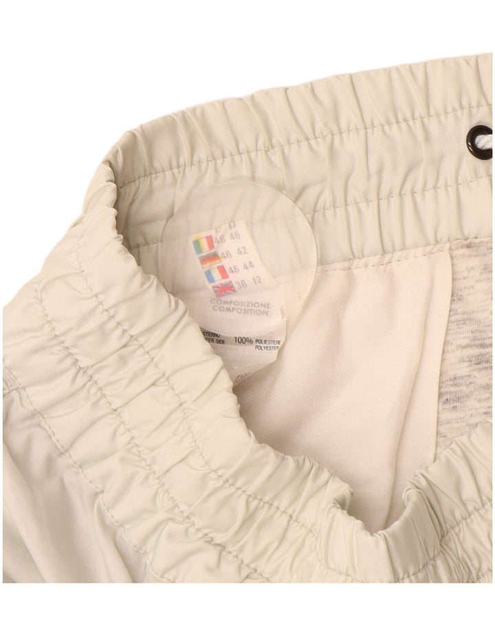 Pantaloni vintage pentru femei, UK 12, poliester alb mediu