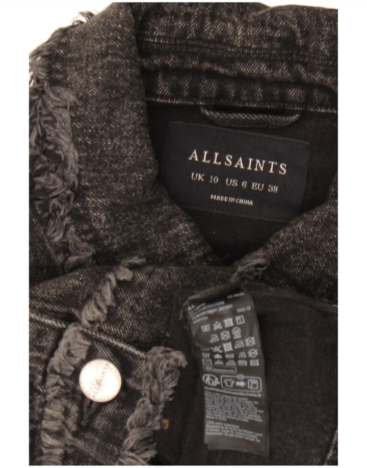 All Saints Jachetă de blugi supradimensionată pentru femei, UK 10, bumbac negru mic
