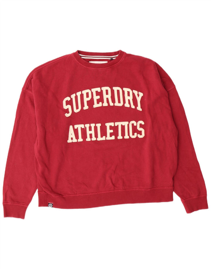 SUPERDRY Pulover cu grafic supradimensionat pentru femei UK 12 Burgundy mediu