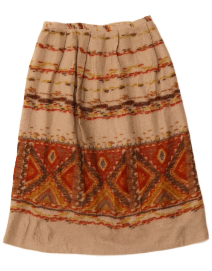 Fusta A-Line pentru femei VINTAGE W28 Medium Bej Geometric