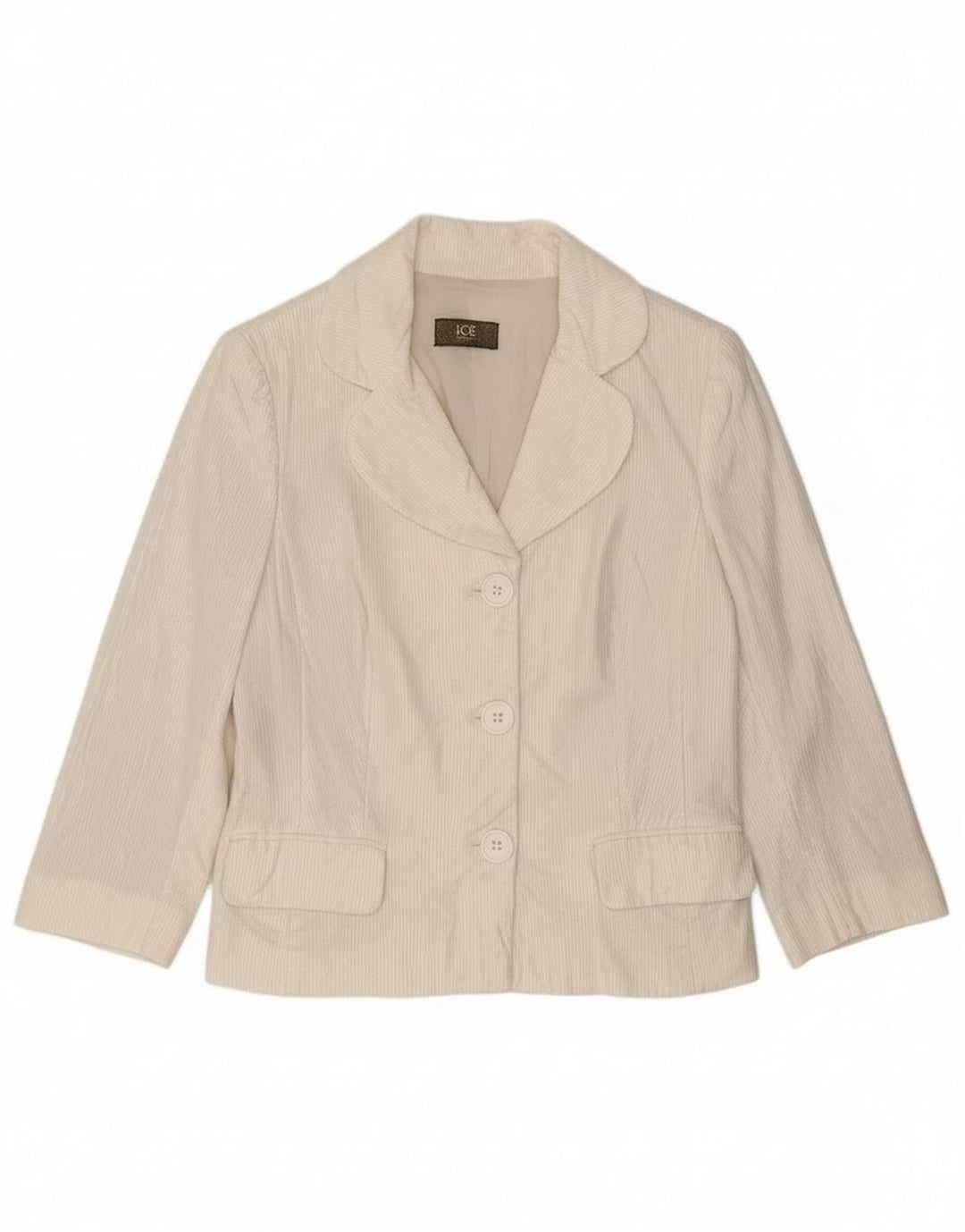ICEBERG Womens 3/4 Sleeve Blazer Jacket UK 8 Small White Pinstripe