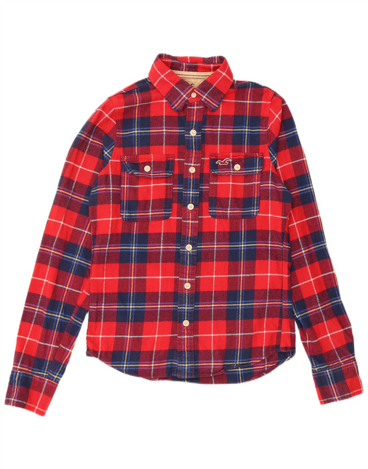 HOLLISTER Mens Flannel Shirt Small Red Check Cotton