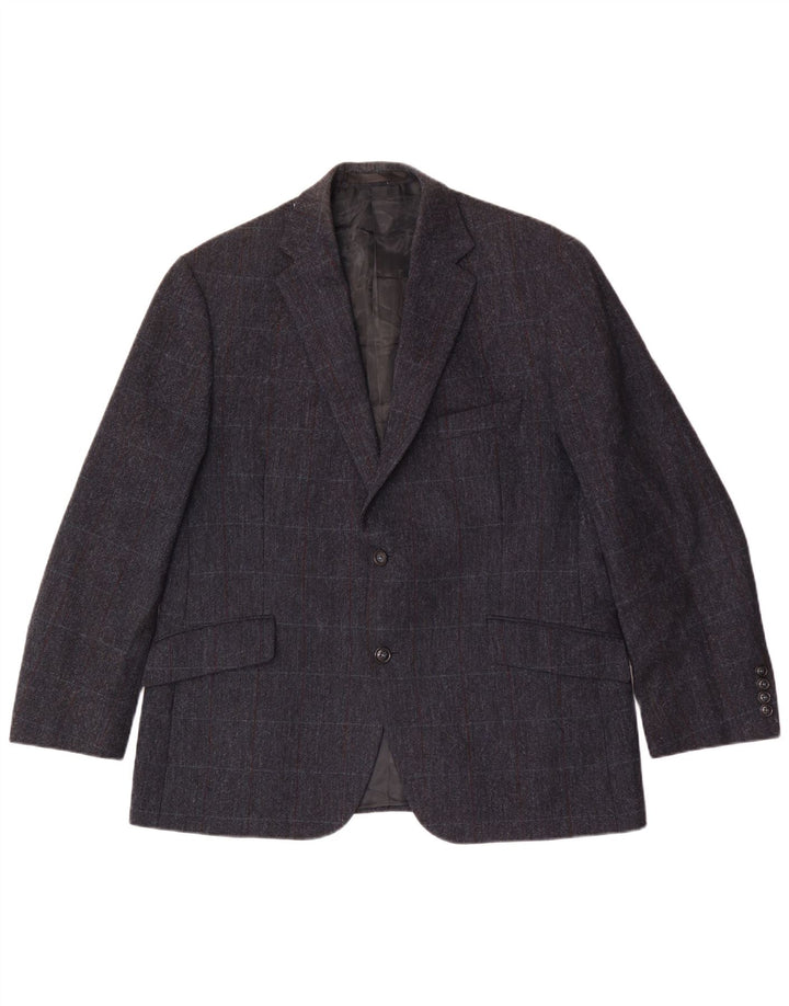 Jachetă pentru bărbați Marks & Spencer, cu 2 nasturi, UK 44 XL Lână cu carouri bleumarin