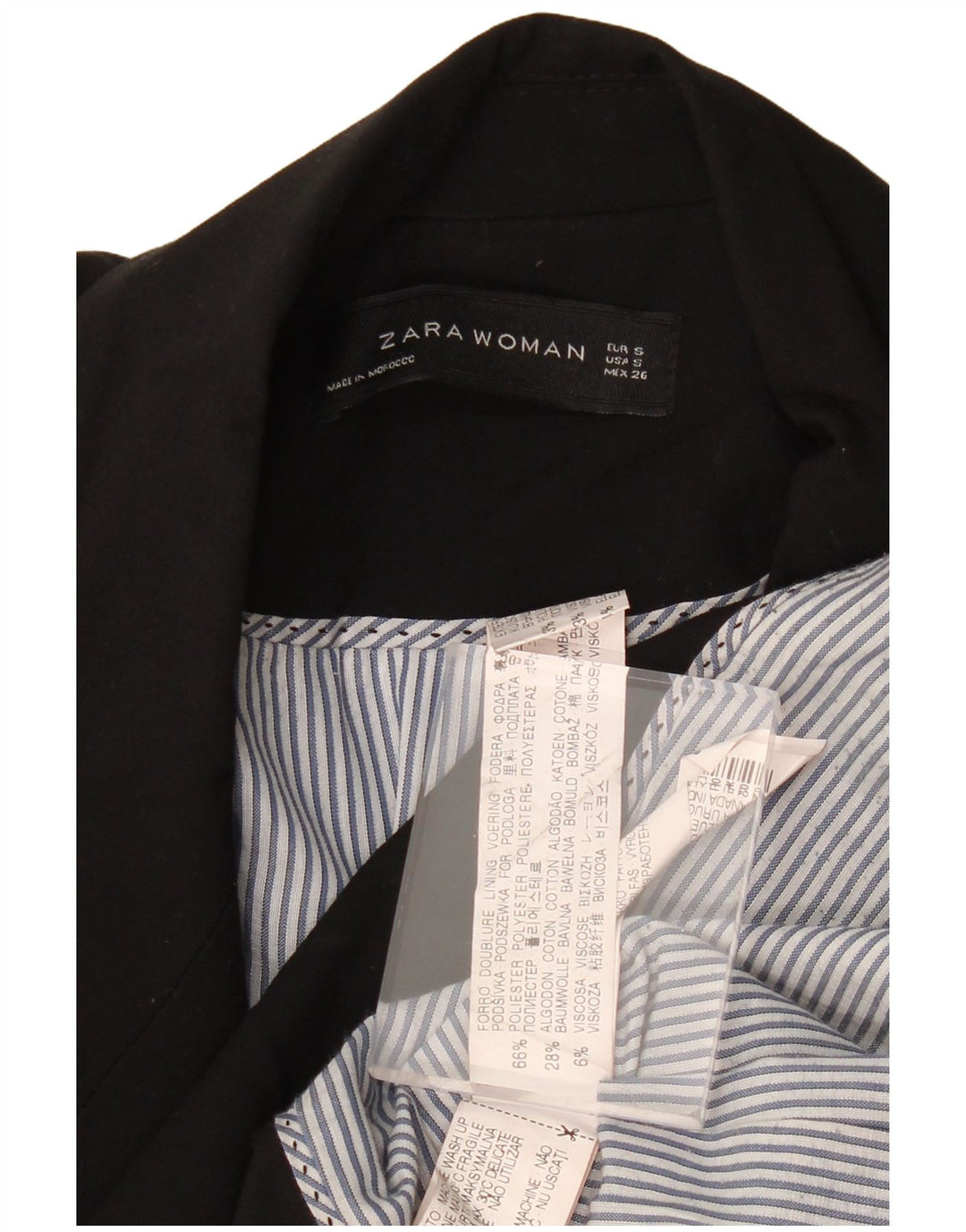 Jachetă pentru femei ZARA cu 1 nasture, UK 10, poliester negru mic