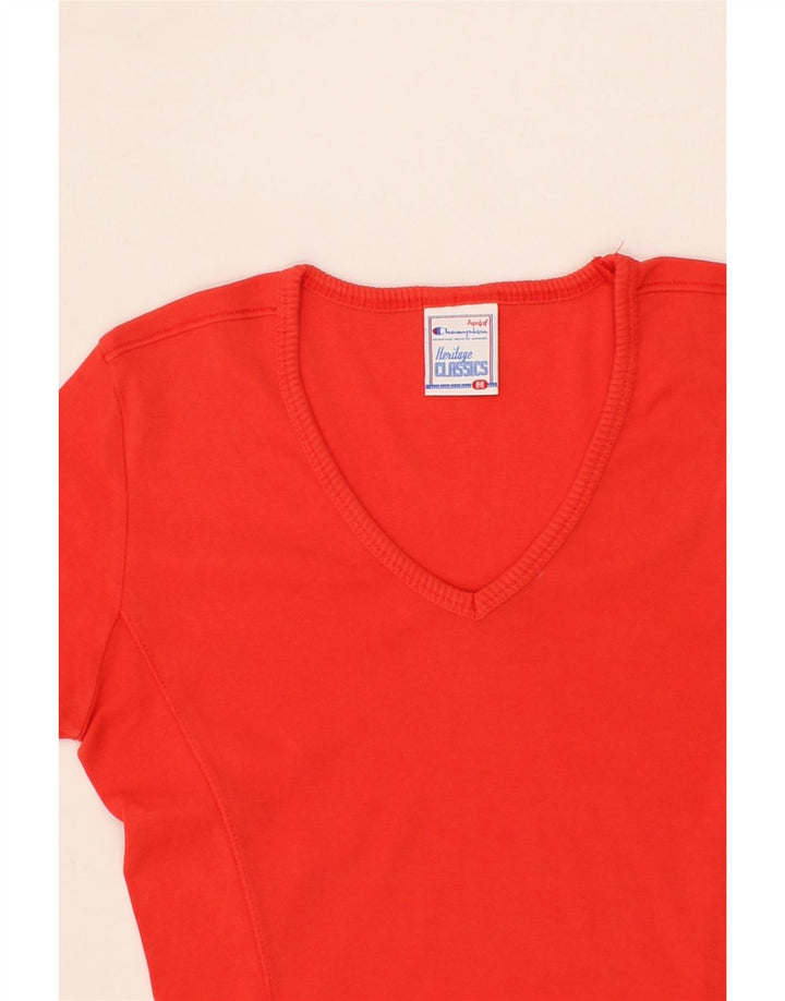 CHAMPION Womens T-Shirt Top UK 12 Medium Orange Cotton Vintage Champion and Second-Hand Champion from Messina Hembry 