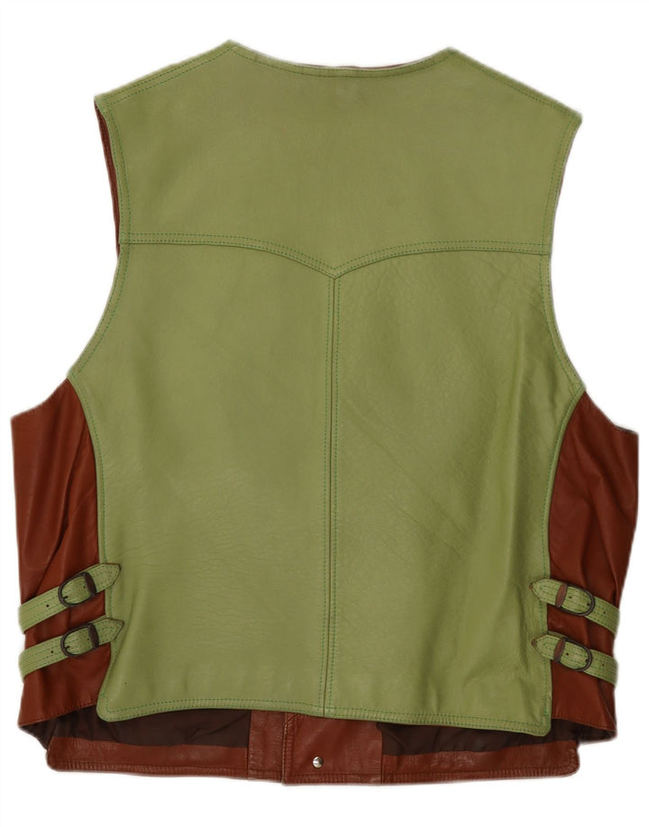 Vestă vintage din piele pentru bărbați, verde mare
