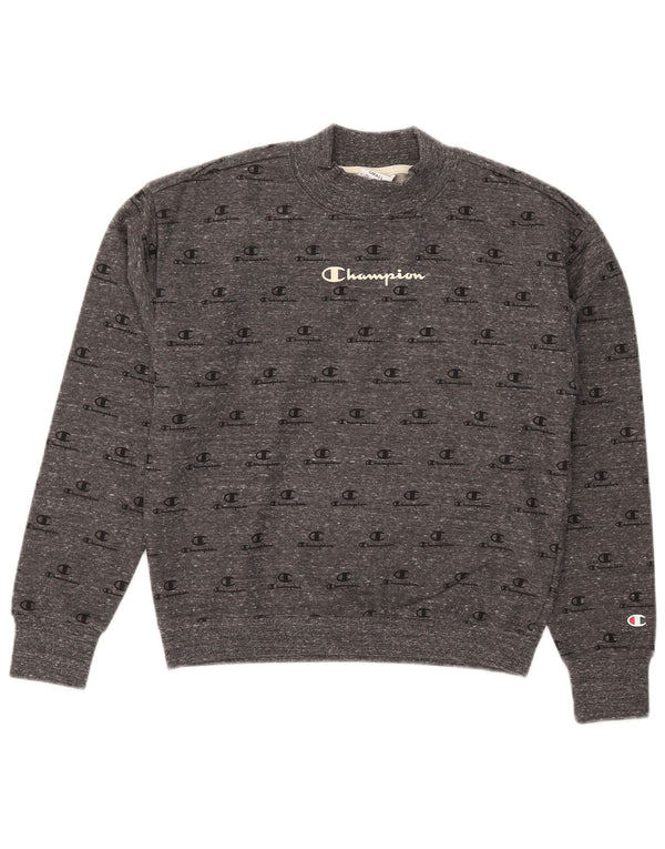 Pulover cu grafic crop pentru femei Champion UK 10 mic, gri, pete
