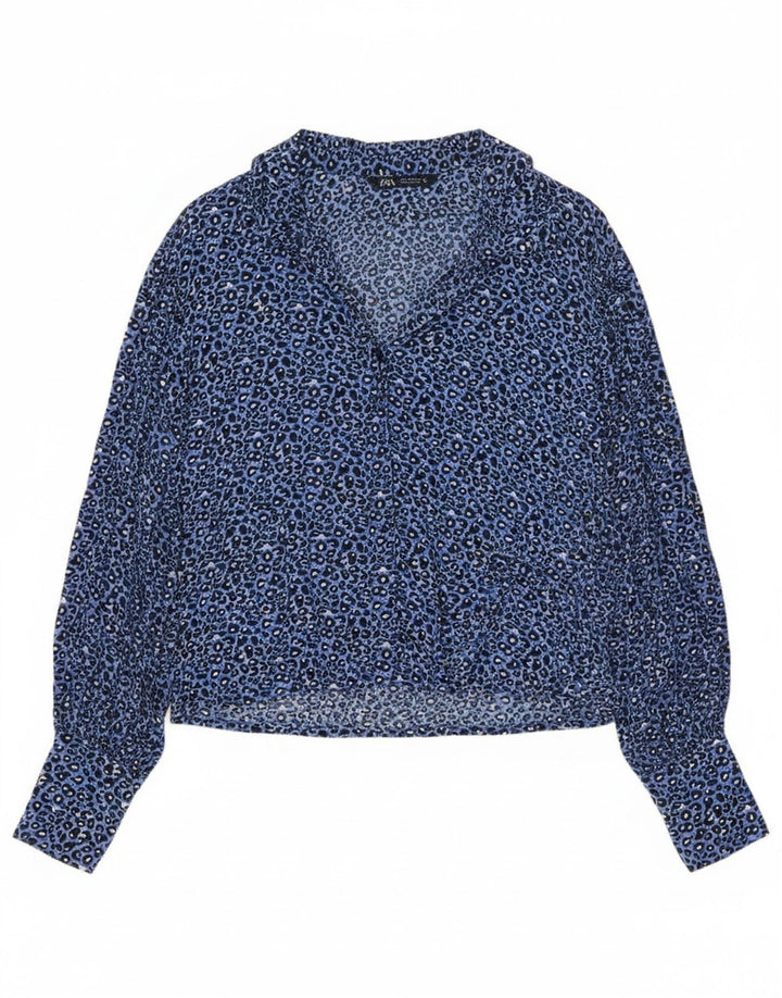 Cămașă pentru femei Zara UK 14 Medium Blue Animal Print