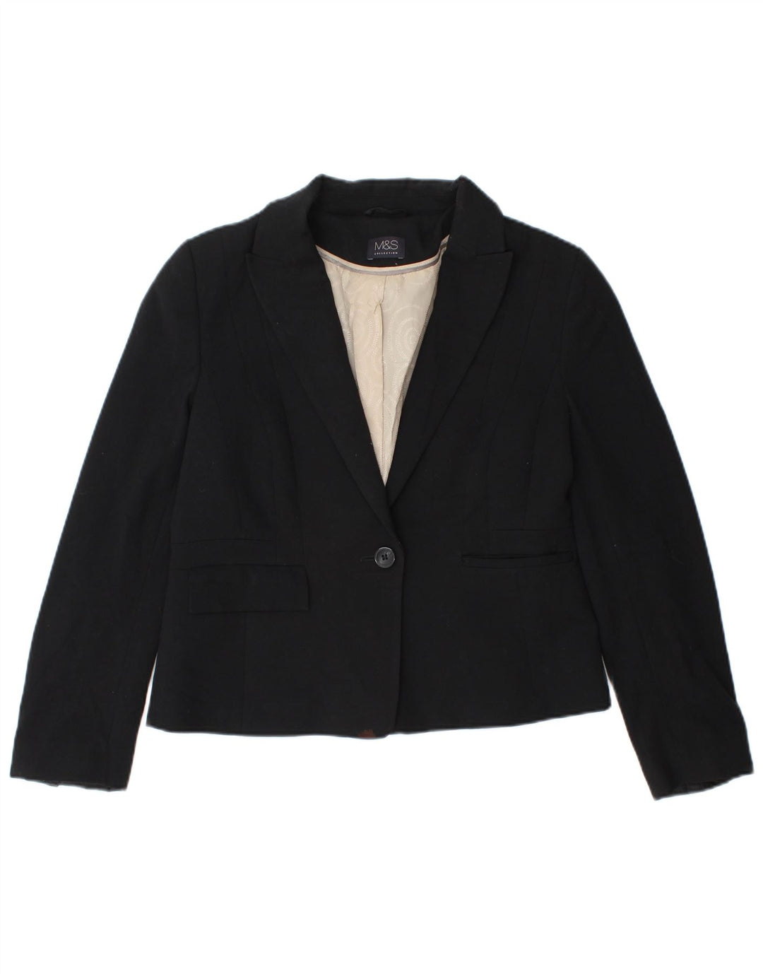 Jachetă pentru femei Marks & Spencer Crop 1 Button Blazer UK 12 Medium Black