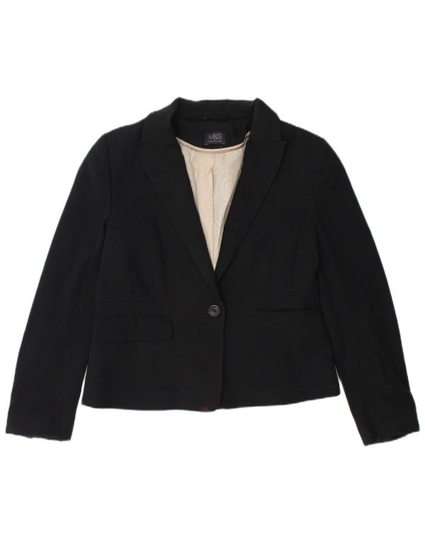 Jachetă pentru femei Marks & Spencer Crop 1 Button Blazer UK 12 Medium Black