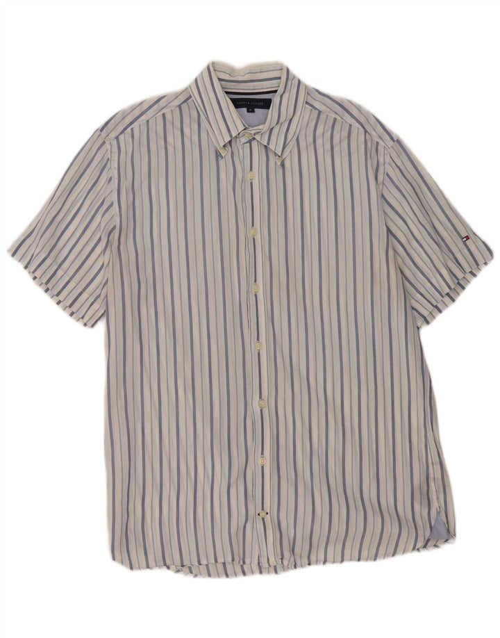 Cămașă pentru bărbați Tommy Hilfiger cu mânecă scurtă, albastru mediu, cu dungi