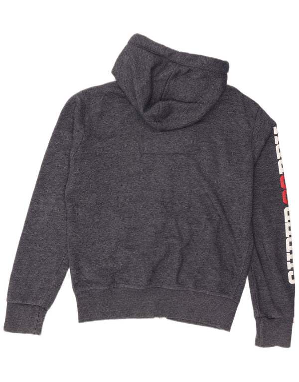 Superdry Mens Graphic Zip Hoodie Sweater Medium Navy Blue Flecked Cotton