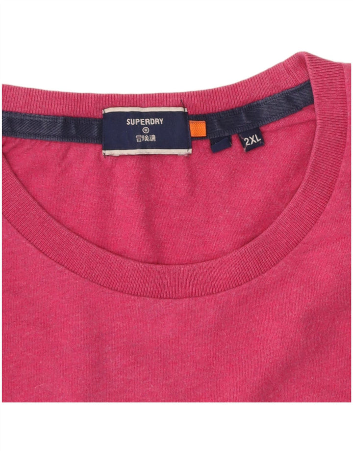 SUPERDRY Mens T-Shirt Top 2XL Pink